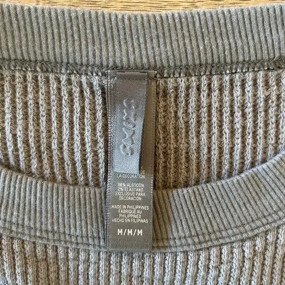 SKIMS Womens Long Sleeve Ribbed Knit Oversized Top Size M Smoke Cotton Lounge - Picture 3 of 7